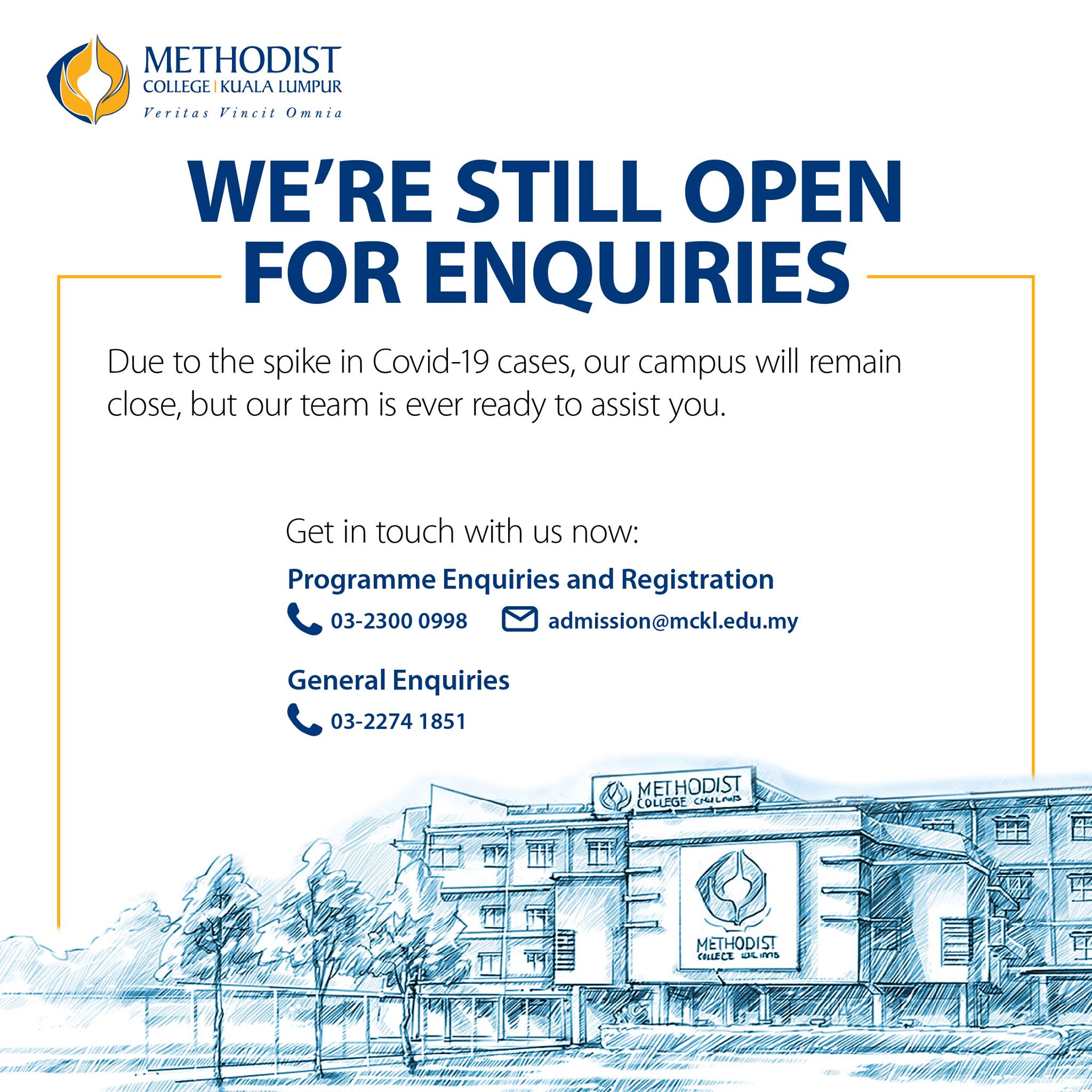 We're Still Open For Enquiries - Methodist College Kuala Lumpur